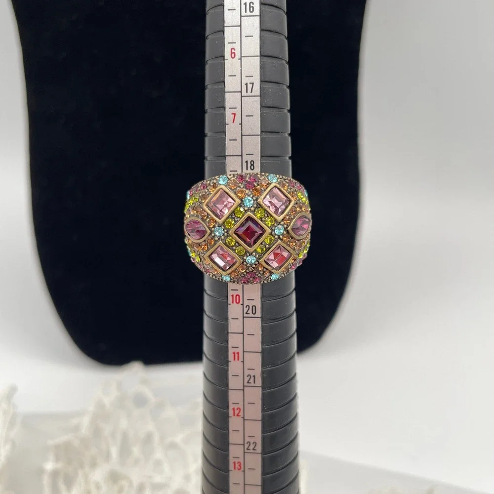 Heidi Daus Crystal Bronze Women Ring Size 7 Multi-Color Dome Statement